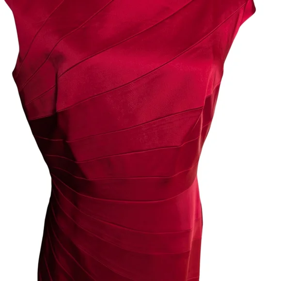 JAX Red Satin Cocktail Party Dress Draped Sheath Old Money Glam Sz 14 - Picture 2 of 12